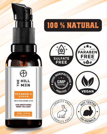 The Hillmen Vitamin C Unisex Face Serum for Daily Use Glowing Skin Sensitive Radiance Boost, Brightening Effect, Wrinkle Reduce Repair Sun Damage,chemical Free & Alcohol Free (90 Ml) Pack 0f 3